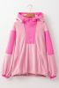 Pink Patchwork Half Zip Oversized Sherpa Hoodie