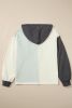 Dark Grey Waffle Colorblock Button Drawstring Hoodie
