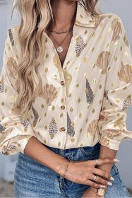 Apricot Casual Loose Shell Polka Dots Shirt (size: (US 4-6)S)