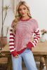 Red Stripe Twisted Knitted Drop Shoulder Sweater