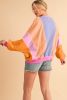Orchid Petal Colorblock Patchwork Drop Shoulder Top