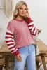 Red Stripe Twisted Knitted Drop Shoulder Sweater