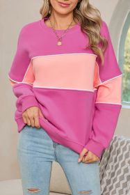 Sachet Pink Colorblock Ribbed Trim Sweatshirt (size: (US 16-18)XL)