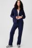 Navy Blue Plain Fleece Lined Zip Up Drawstring Hoodie