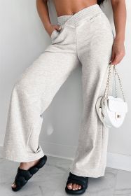 Light Grey Cross-Waist Wide Leg Lounge Pants (size: (US 16-18)XL)
