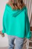 Aruba Blue Half Zipper Kangaroo Pockets Drop Shoulder Hoodie