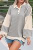 Khaki Waffle Colorblock Collared Henley Top
