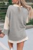 Khaki Waffle Colorblock Collared Henley Top