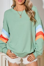 Moonlight Jade Patchwork Drop Sleeve Loose Sweatshirt (size: (US 16-18)XL)