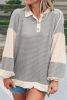 Khaki Waffle Colorblock Collared Henley Top