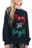 Black Christmas Tinsel Merry and Bright Graphic Sweater
