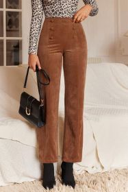 Chestnut Solid Color Double Breasted Straight Leg Pants (size: (US 16-18)XL)