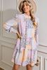 Multicolour Boho Floral Smocked Frill Mini Dress