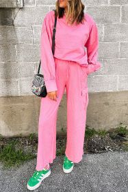 Sachet Pink Pullover and Wide Leg Cargo Pants Set (size: (US 8-10)M)