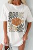 White Thanksgiving Pumpkin Floral Print Graphic Tee