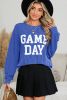 Bluing Corded GAME DAY Graphic Long Sleeve Top