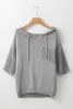 Light Grey Drawstring Short Sleeve Knit Hooded Top