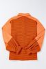 Orange Exposed Seam Puff Sleeve Henley Sweatshirt