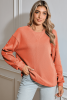Blossom Pearl Sleeves Ribbed Pullover Sweatshirt