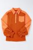 Orange Exposed Seam Puff Sleeve Henley Sweatshirt