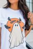 White GHOST HIM Bat Graphic Crewneck Halloween T Shirt