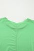 Blue Green Colorblock Drop Sleeve Round Neck Top
