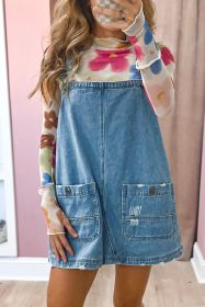 Dusk Blue Pocket Adjustable Straps Denim Overall Dress (size: (US 16-18)XL)