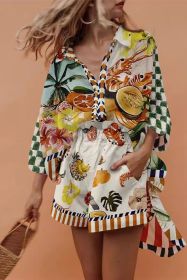 Multicolour Fashion Casual Shirt Two Piece Set (size: (US 16-18)XL)