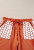 Gold Flame Floral Crochet Patchwork Pocket Wide Leg Plus Size Pants