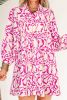 Pink Leopard Print Loose Fit Babydoll Mini Dress