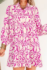 Pink Leopard Print Loose Fit Babydoll Mini Dress (size: (US 4-6)S)