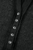 Black Button V Neck Waffle Henley Top