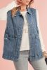 Dusk Blue Loose Denim Waistcoat Shoulder Casual Vest