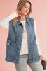 Dusk Blue Loose Denim Waistcoat Shoulder Casual Vest