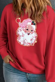 Racing Red Santa Claus Graphic Drop Shoulder Plus Size Sweatshirt (size: (US 22W-24W)3X)
