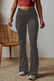 Dark Grey V Shape High Waist Flared Leggings (size: (US 4-6)S)