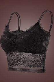 Black Padded Breathable Thin Style Lace  Double Straps Tube Top (size: (US 16-18)XL)
