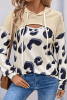 White Cutout Patchwork Leopard Hoodie
