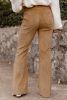 Grapefruit Orange Checkered Corduroy Flare High Waist Pants