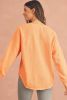 Grapefruit Orange Solid Color Textured High Low Long Sleeve Top