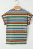 Multicolour Striped Twisted Hem Boho T-Shirt