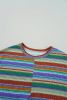 Multicolour Striped Twisted Hem Boho T-Shirt