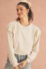 Jet Stream Plain Ruffle Shoulder Long Sleeve Top