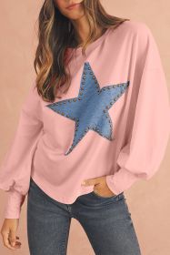 Gossamer Pink Studded Star Graphic Oversized Top (size: (US 4-6)S)