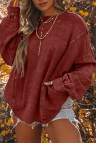 Red Mineral Wash Twist Backless Oversized Sweatshirt (size: (US 4-6)S)