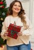 Beige Star Pattern Studded Crew Neck Plus Size Top
