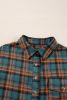 Green Plaid Long Sleeve Collar Shirt