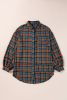 Green Plaid Long Sleeve Collar Shirt