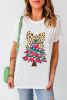 White Leopard Bow Decor Christmas Tree Graphic Crewneck Tee