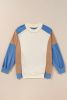 Sky Blue Colorblock Exposed Seam Patchwork Oversized Sweatshirt